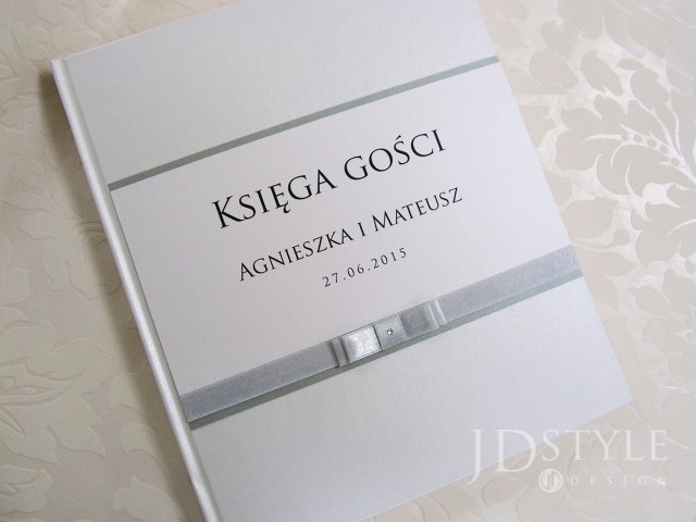 Księga gości srebrne dodatki na ślub Glamour GL-03-K-(ecru lub biała)