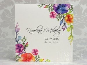 Zaproszenia ślubne kwiaty w narożnikach VI-23