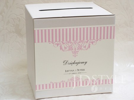 Pudełko na koperty ślubne VI-06-PNK, na zdjęciu kolor grafiki brudny róż
