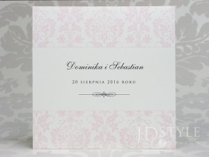 Zaproszenia ślubne kwadratowe blady róż SM-10