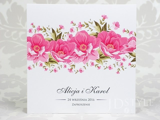 Zaproszenia ślubne różowa kopozycja kwiatowa FL-05