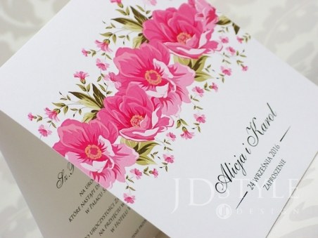 Zaproszenia ślubne różowa kopozycja kwiatowa FL-05