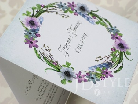Zaproszenia ślubne z polnymi kwiatami wianek FL-07