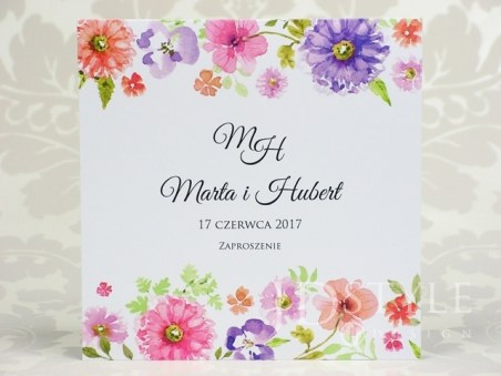 Zaproszenie ślubne kwiatowe FL-13, na zdjęciu papier biały