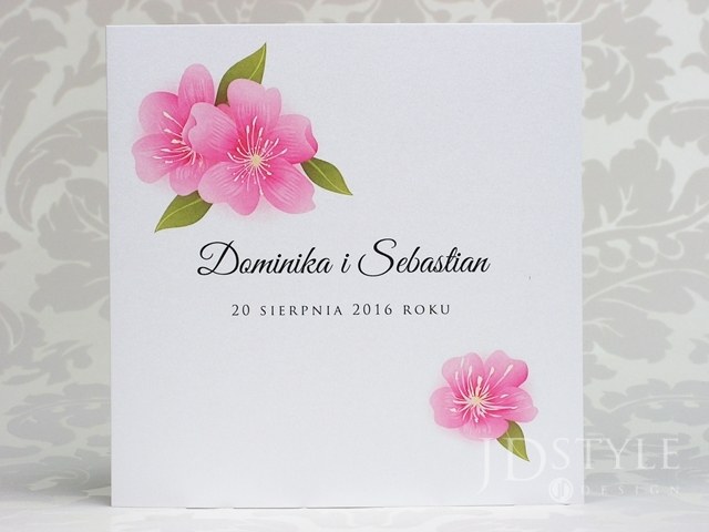 Zaproszenia na ślub kwiatowe różowa eustoma FL-20