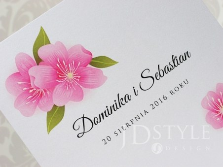 Zaproszenia ślubne kwiatowe różowa eustoma FL-20