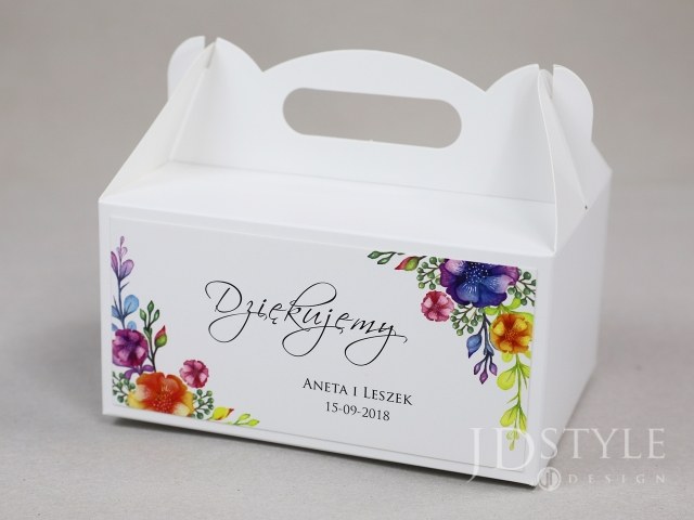 Pudełka dla gości na ciasto z wesela z kwiatami VI-23-PNC