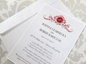 Zaproszenia ślubne jednokartkowe piękne z ornamentem GL-11