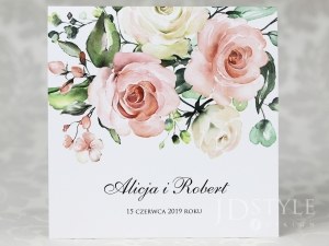 Zaproszenia na ślub akwarele kwiatowe z różami FL-63
