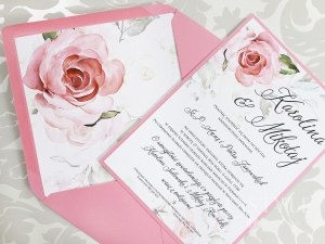 Zaproszenia ślubne akwarele jednokartkowe z różami FL-64