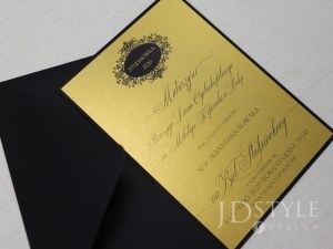 Złoto-czarne zaproszenia na 100-dniówkę eleganckie ST-18