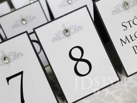 Plan stołów weselnych w stylu Glamour z biżuterią, szlachetne szlifowane kamienie z cyrkoniami GL-09-PS
