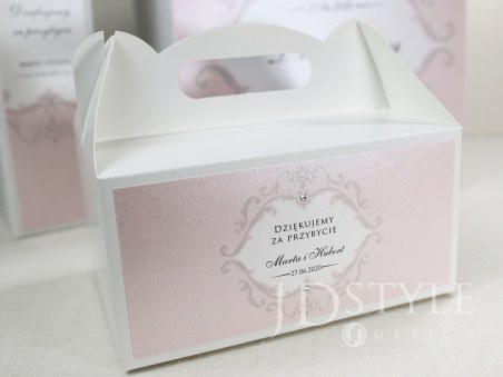 Ślubne pudełka na ciasta z wesela prestiżowe z ornamentami PR-10-PNC