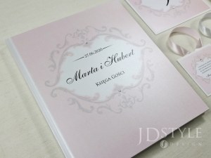 Elegancka różowa księga dla gości na wesele lub inne przyjęcie PR-10-K