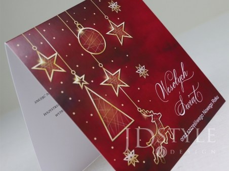 Kartki świąteczne dla firm czerwone na Boże Narodzenie i Nowy Rok BN-105