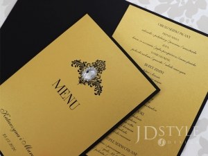 Karty menu na elegankie wesele złoto-czarne GL-08-M