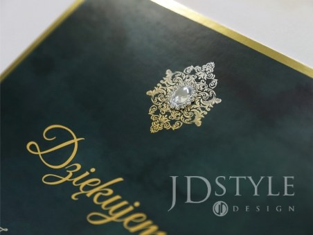 Pudełko ślubne na życzenia gości szmaragdowo złote z biżuterią GL-15-PNK