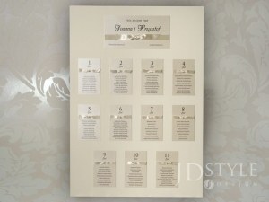Elegancki plan stołów weselnych biały ecru EL-PS
