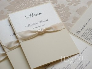 Karty menu na wesele z wiązaną kokardą EL-M-(A5)
