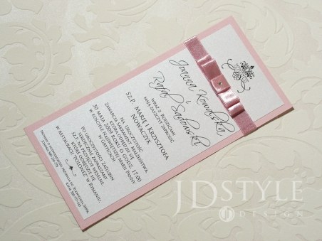 Zaproszenia ślubne różowe w stylistyce Glamour wykonane ręcznie GL-04