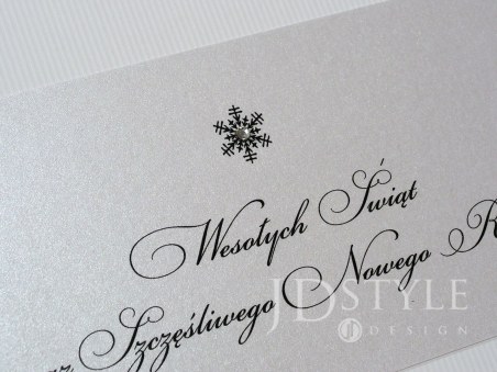 Elegancka kartka świąteczna dla firm dekorowana cyrkonią ręcznie robiona BN-01