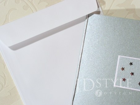 Ręcznie wykonane firmowe kartki świąteczne srebrne z kopertą matową białą BN-03