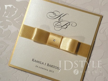 Zaproszenia ślubne złote wspaniałe PR-01 metalizowane papiery z mieniącym się połyskiem