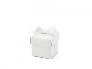 Pudełeczka dla gości białe z tasiemką białą komplet PUDP6 - 10szt