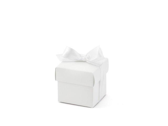 Pudełeczka dla gości białe z tasiemką białą komplet PUDP6 - 10szt