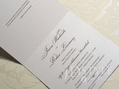 Zaproszenia ślubne jasna zieleń fiolet CA-02 - przykładowy tekst